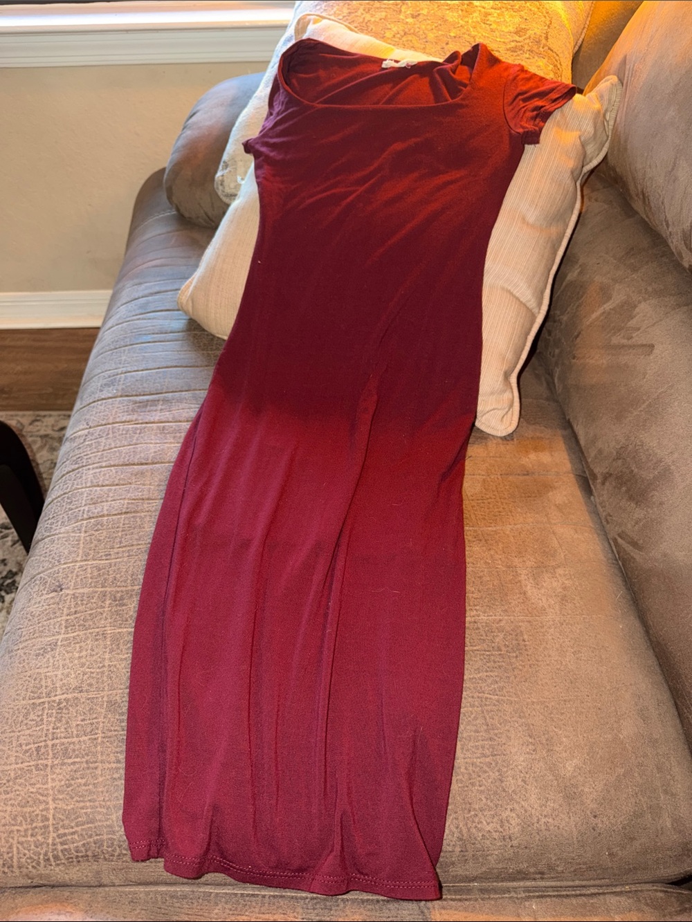 See You Monday Burgundy Short-Sleeve Maxi Dress
